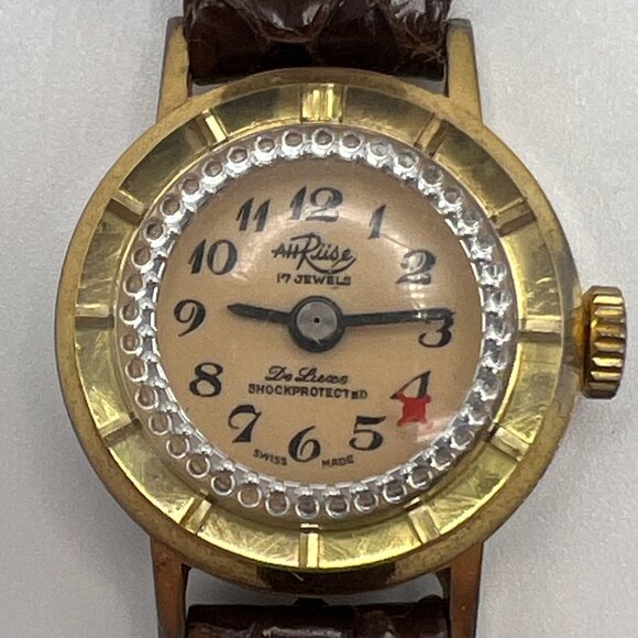 Vintage AH Riise Watch Womens Gold Tone Stainless Steel Swiss Made 17 Jewels main image 10